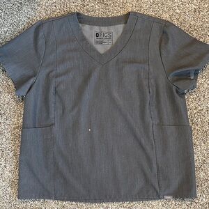 Figs Technical Collection V-Neck Scrub Top in Gray